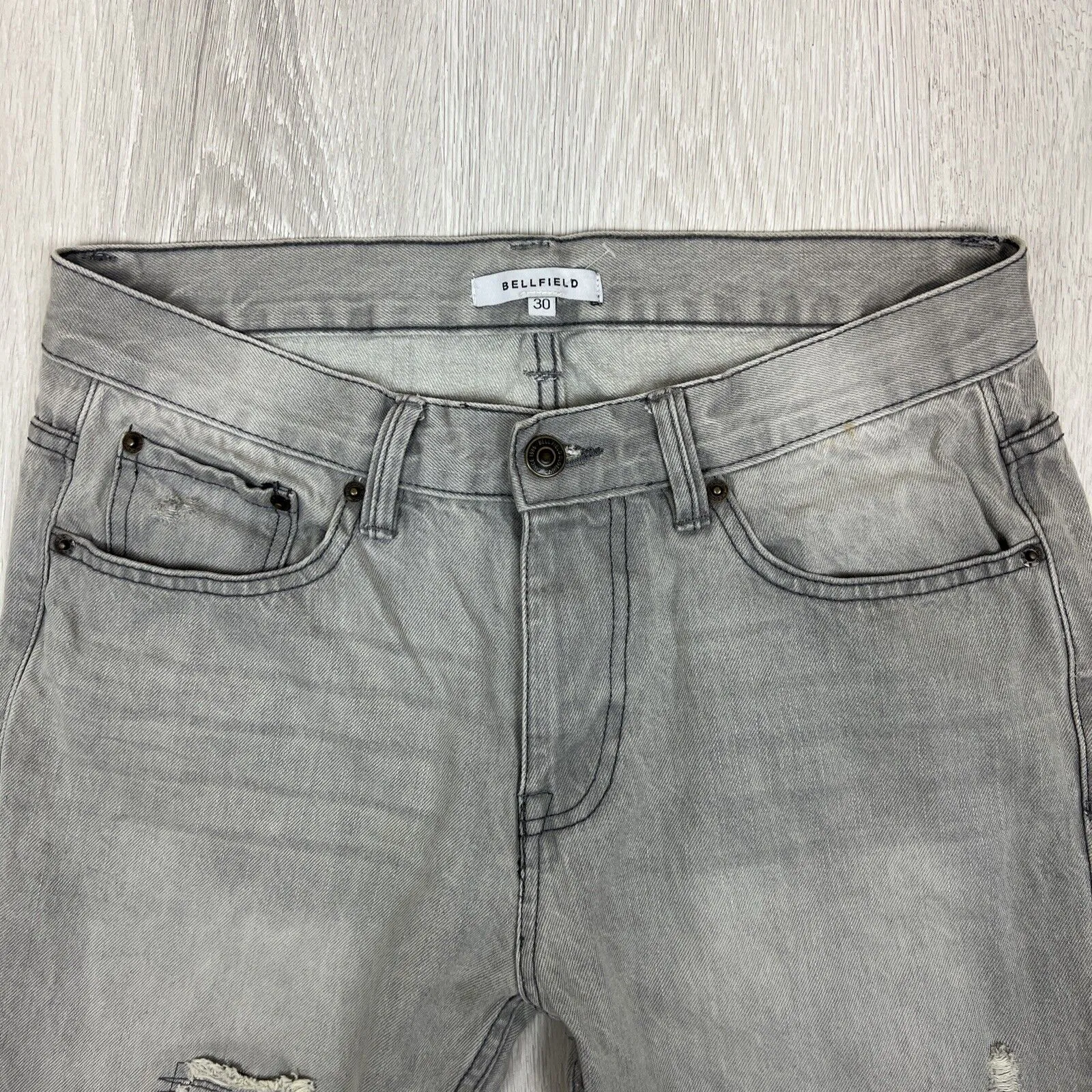 Bellfield Mens Grey Skinny Jeans Size 30