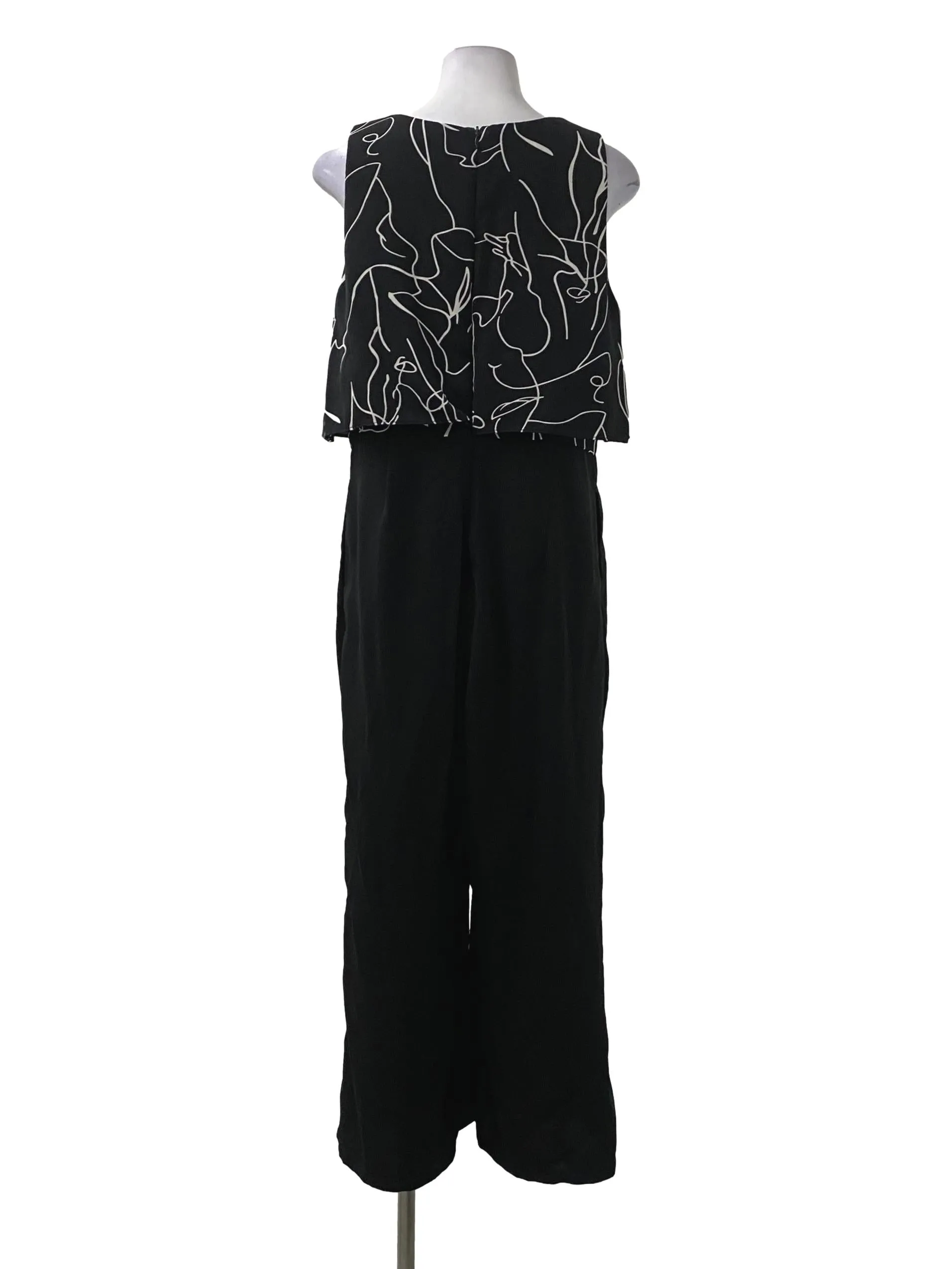 Black And White Sleeveless Jumpsuit