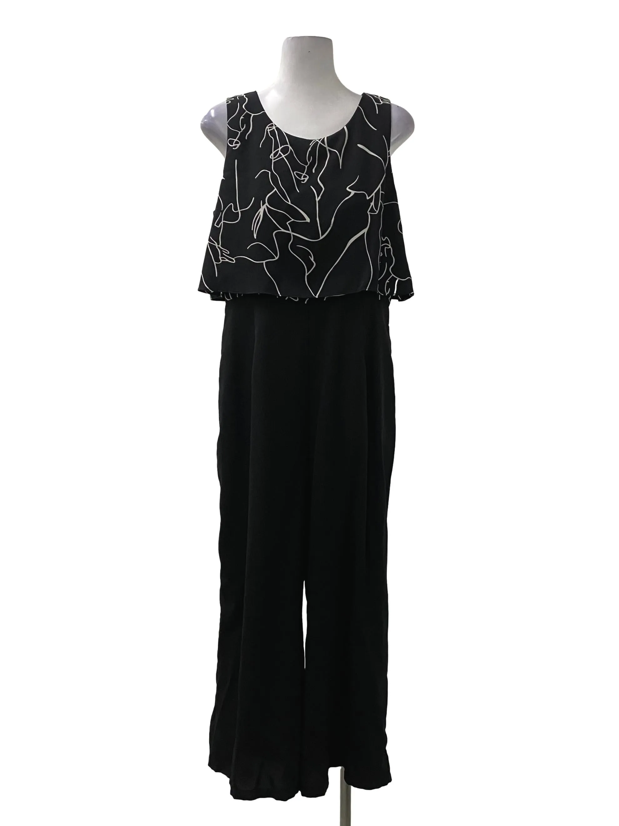 Black And White Sleeveless Jumpsuit
