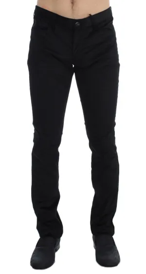 Black Corduroy Slim Fit Pants Jeans
