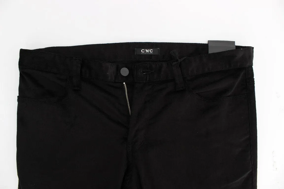 Black Corduroy Slim Fit Pants Jeans