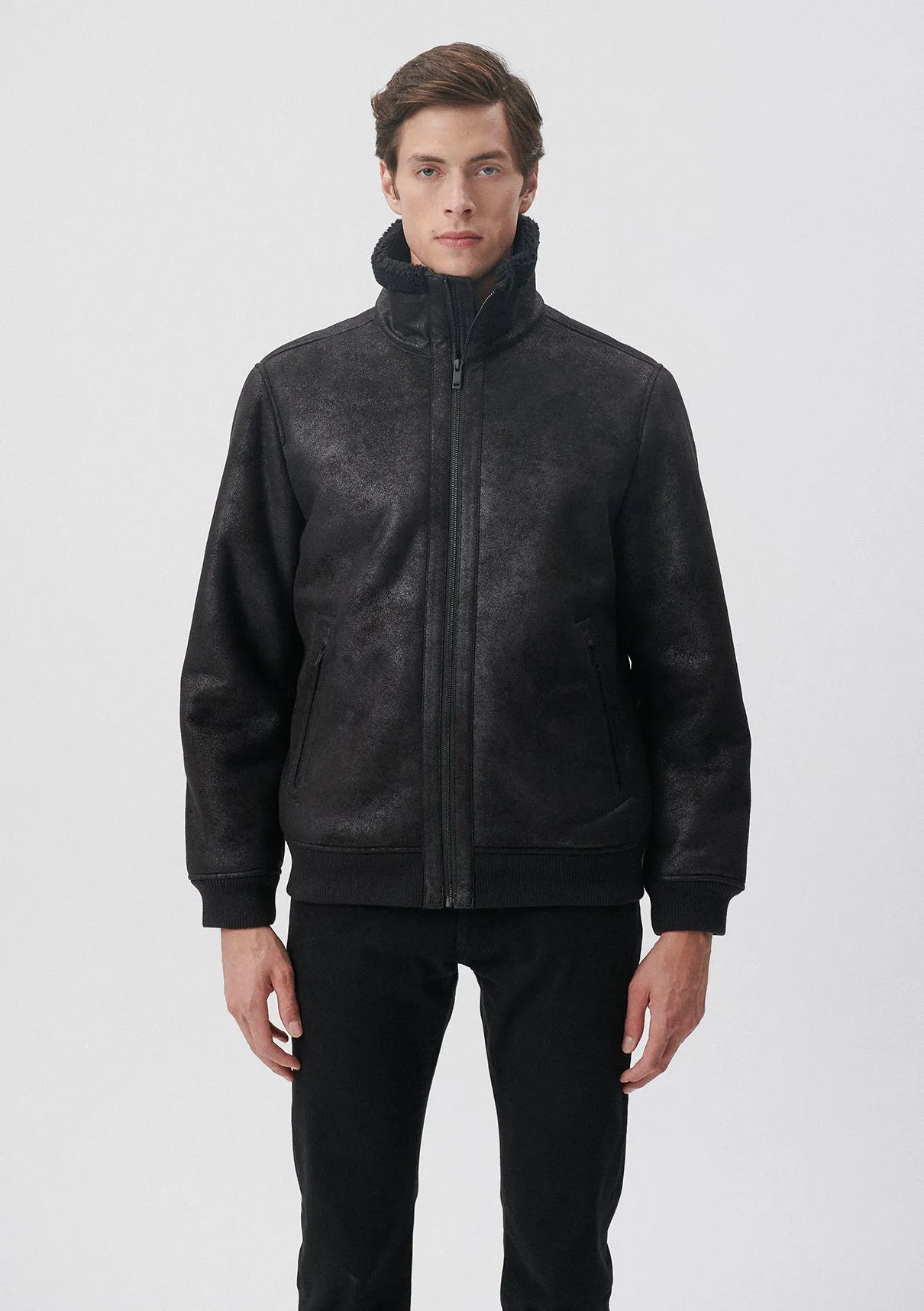 Black Faux Jeather Jacket