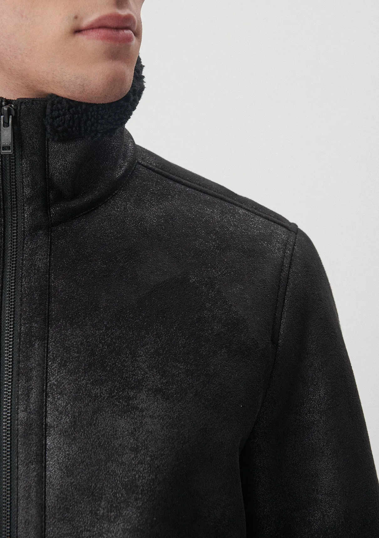Black Faux Jeather Jacket