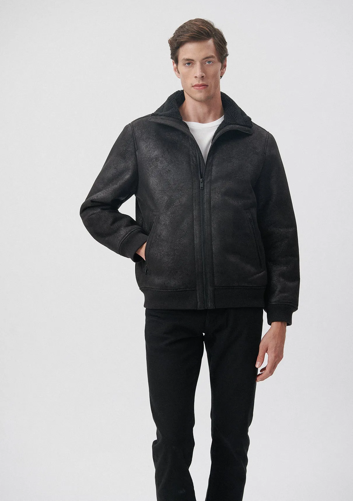 Black Faux Jeather Jacket