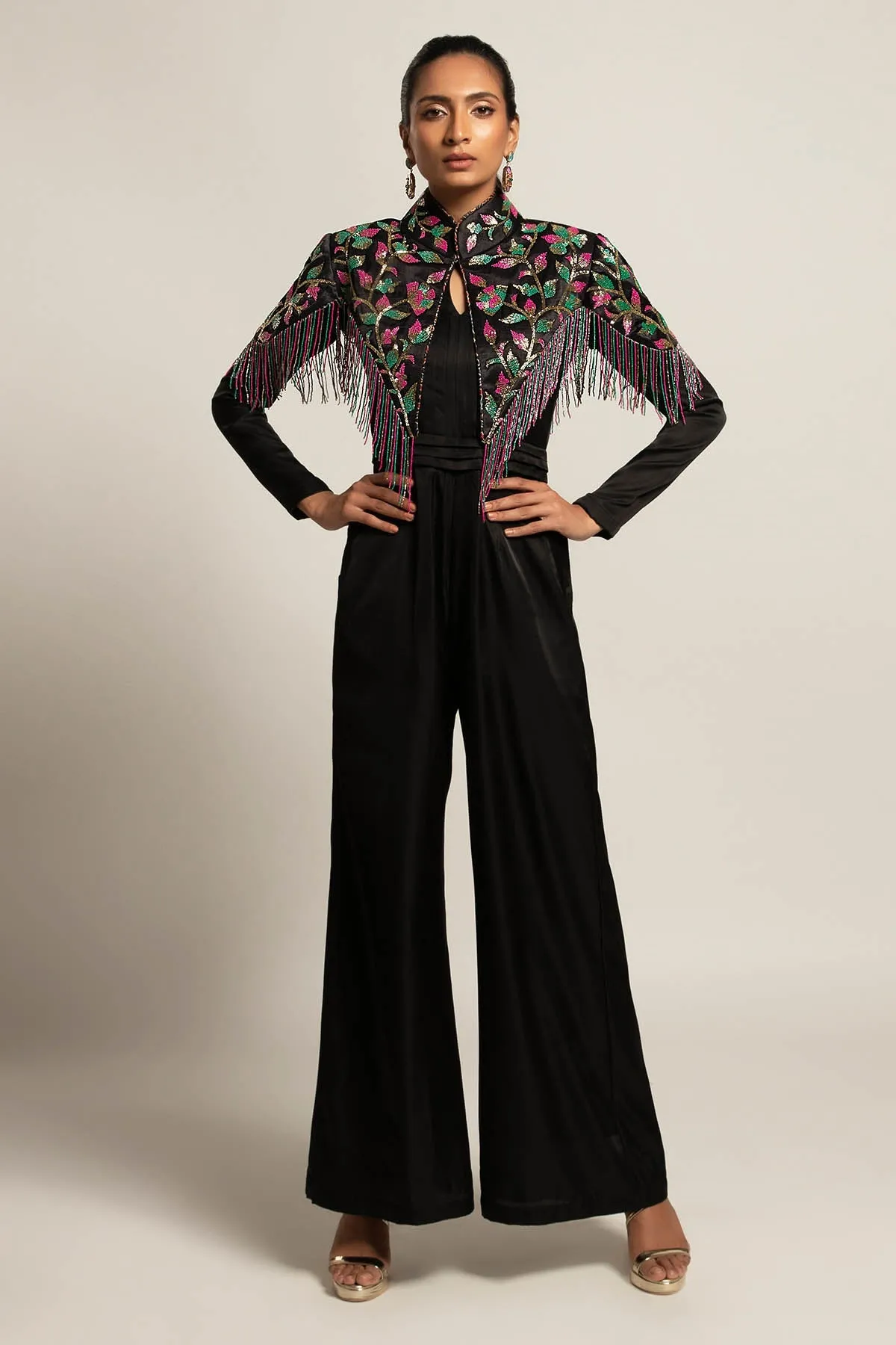 Black Jumpsuit & Short Capelet