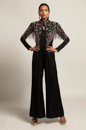 Black Jumpsuit & Short Capelet