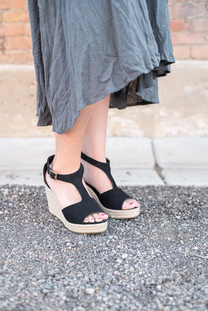 Black Summer Wedges