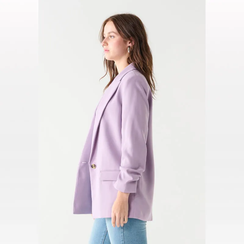 Black Tape Ruched Sleeve Blazer
