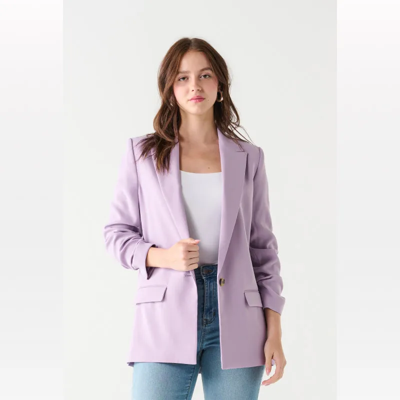 Black Tape Ruched Sleeve Blazer