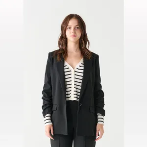 Black Tape Ruched Sleeve Blazer