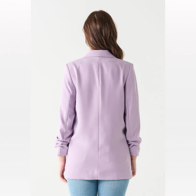 Black Tape Ruched Sleeve Blazer