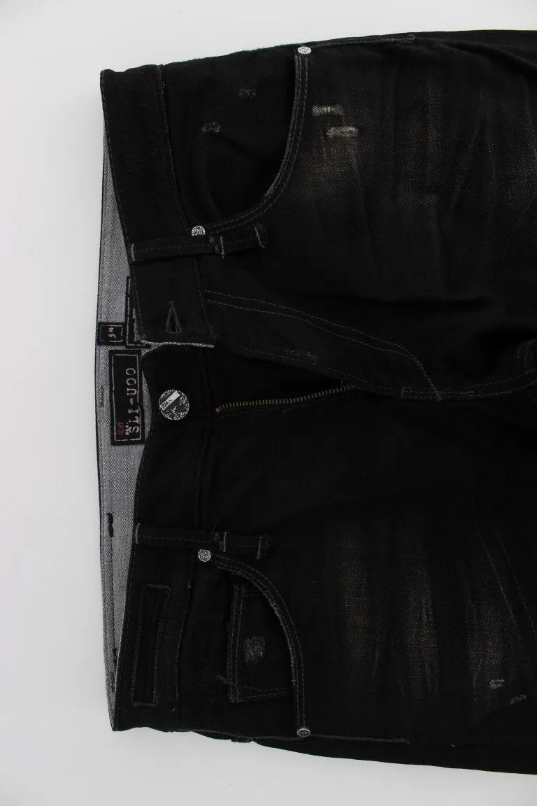 Black Wash Cotton Stretch Slim Fit Jeans