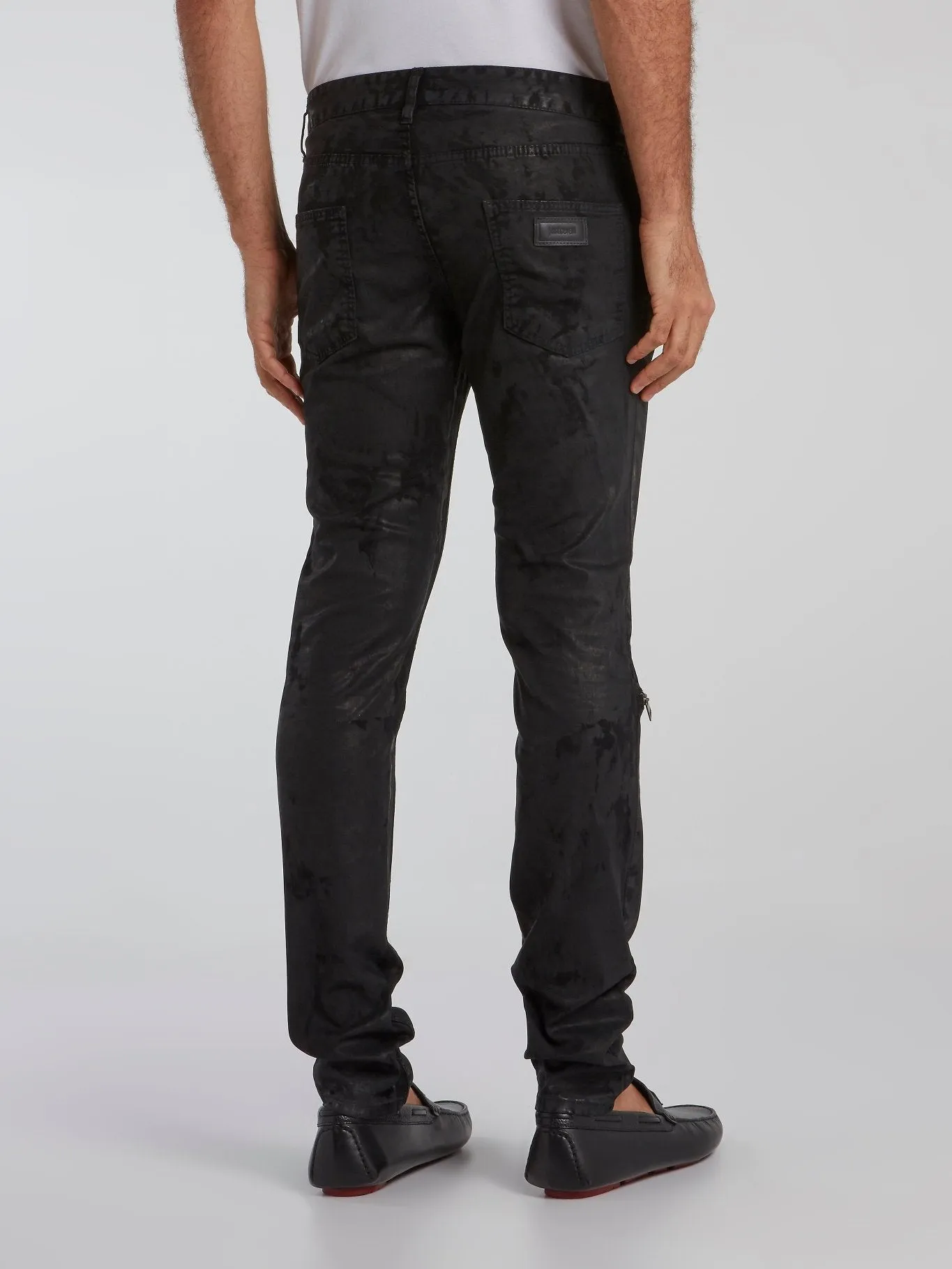 Black Zip Knee Slim Fit Jeans