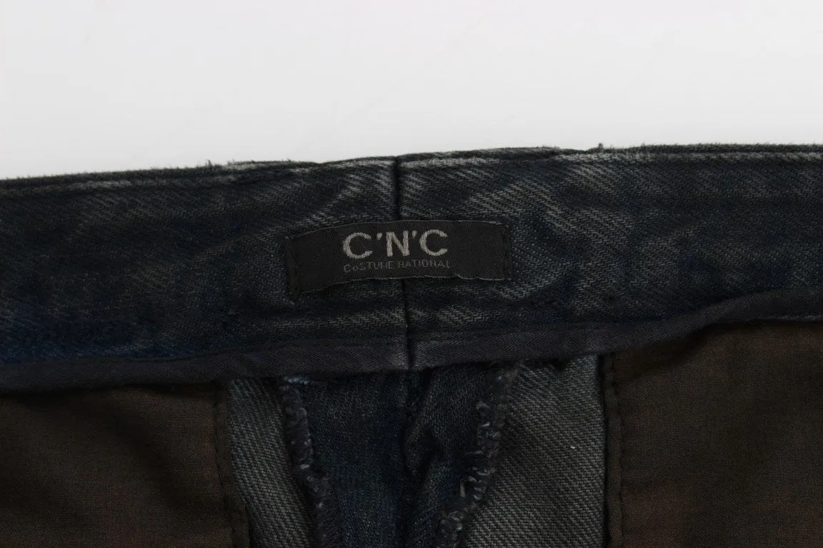 Blue Cotton Slim Pants Denim Jeans