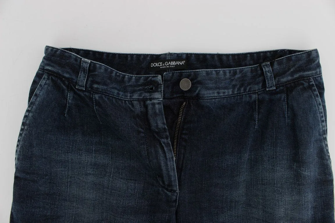 Blue Cotton Stretch Cargo Jeans