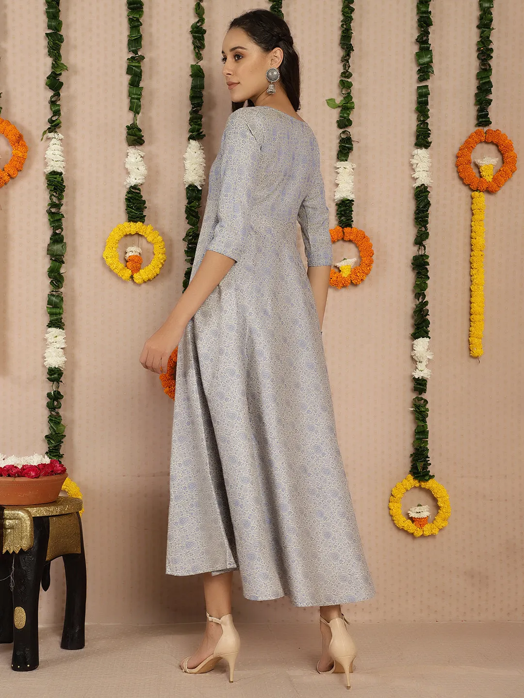 Blue Flared Maxi Dress