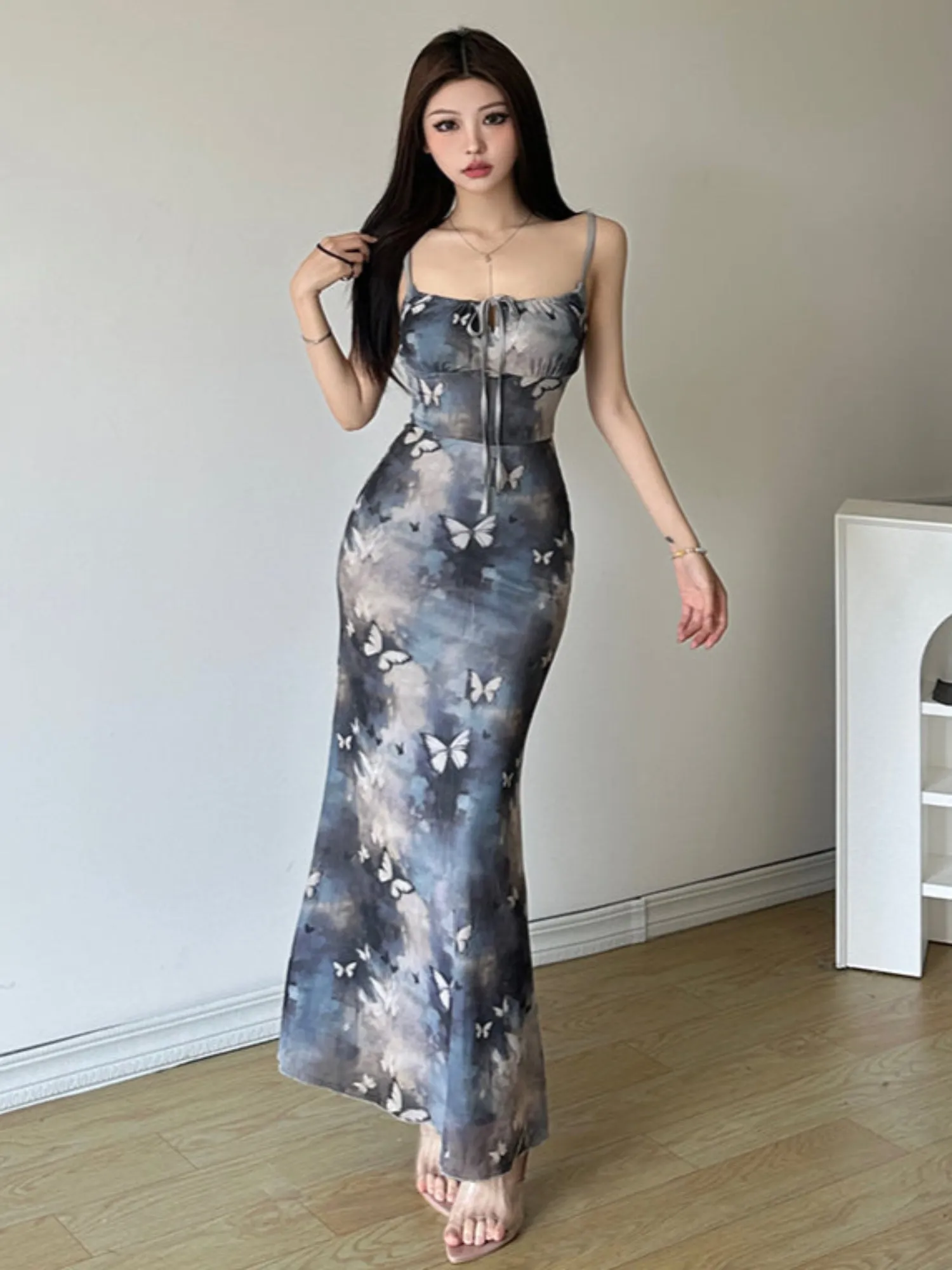 Blue Printed Skater Maxi