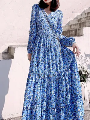 Blue Tiered Maxi Dress