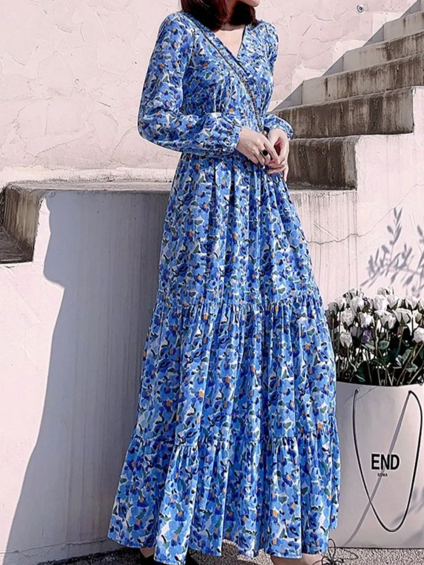 Blue Tiered Maxi Dress