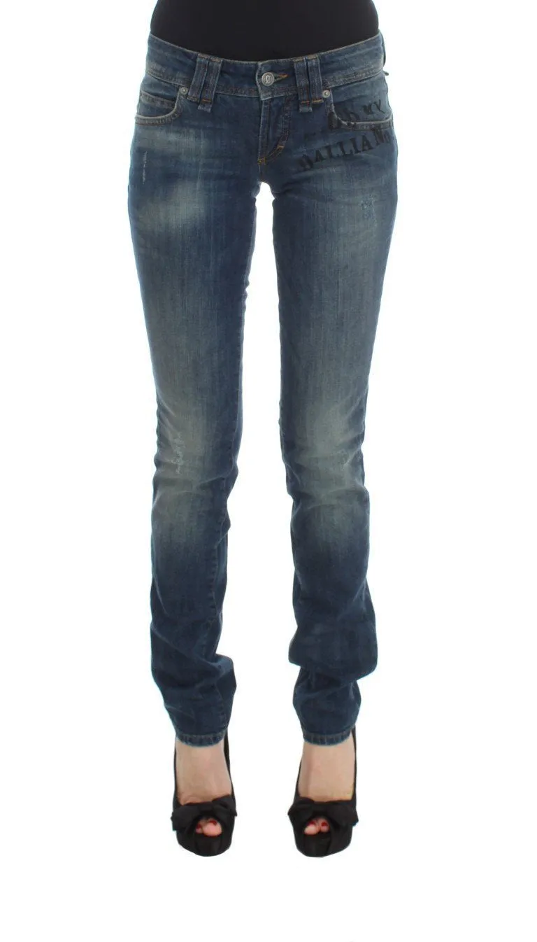 Blue Wash Cotton Blend Slim Fit Jeans