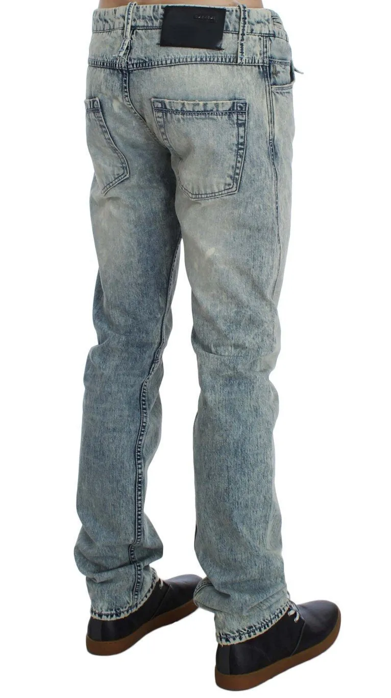 Blue Wash Cotton Denim Slim Fit Jeans