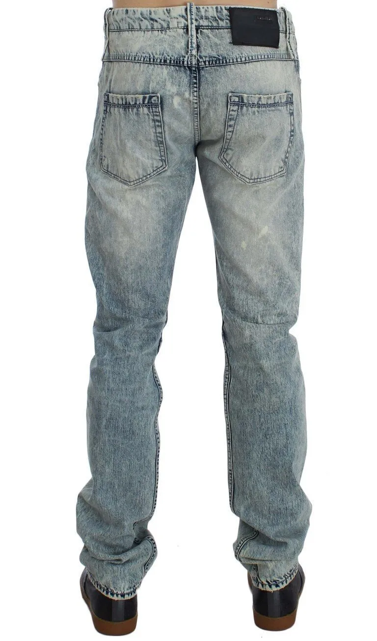 Blue Wash Cotton Denim Slim Fit Jeans