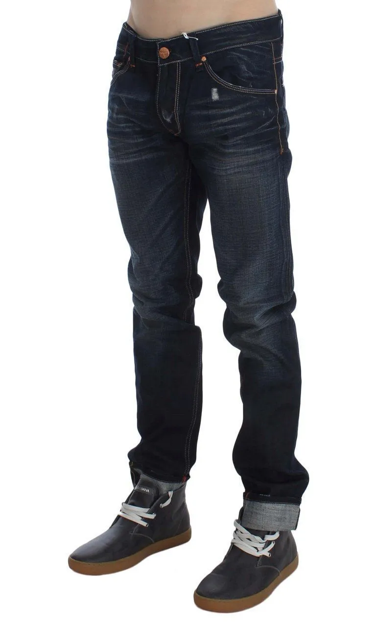 Blue Wash Cotton Slim Skinny Fit Jeans