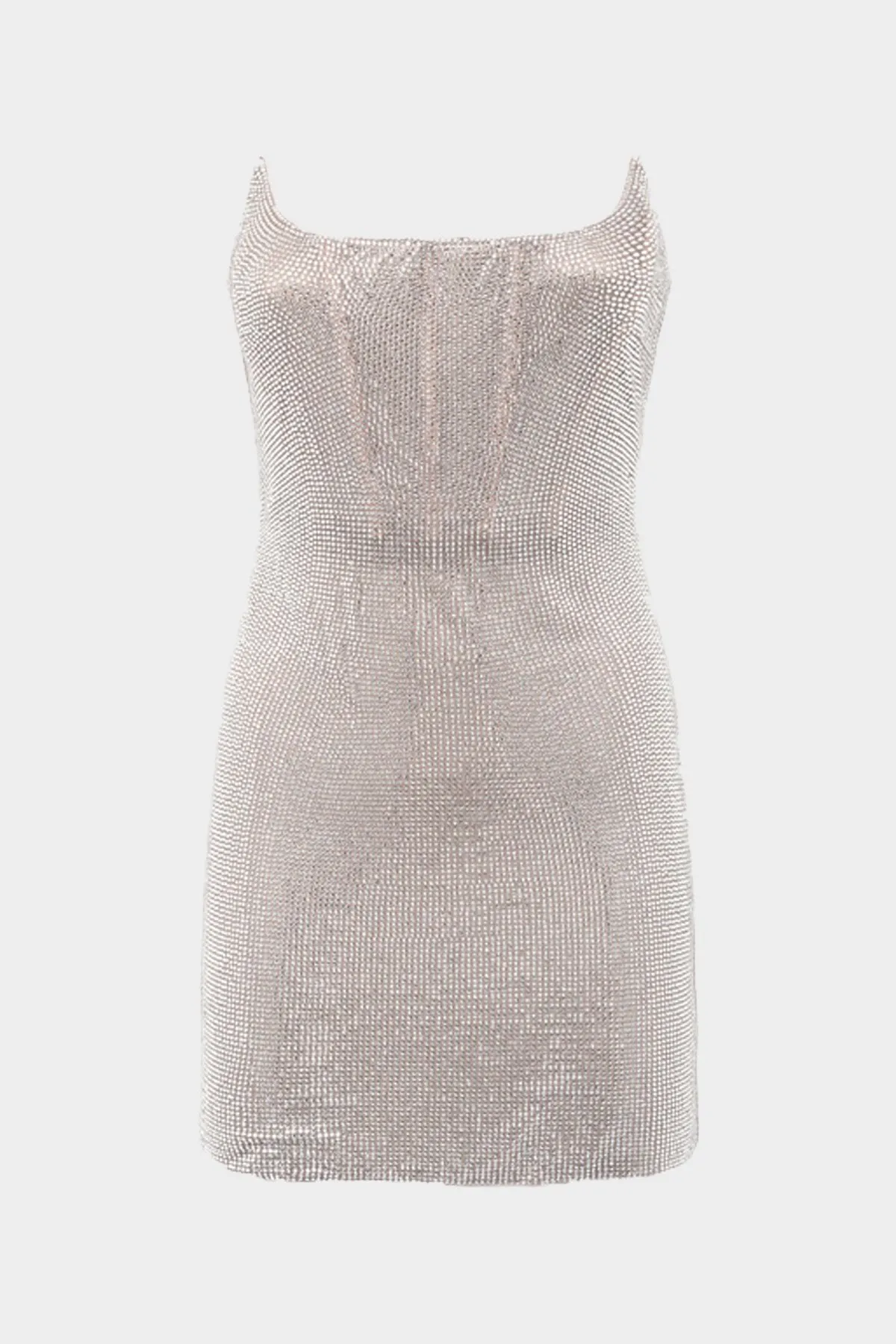 Bodice Mini Dress with Crystals in Silver