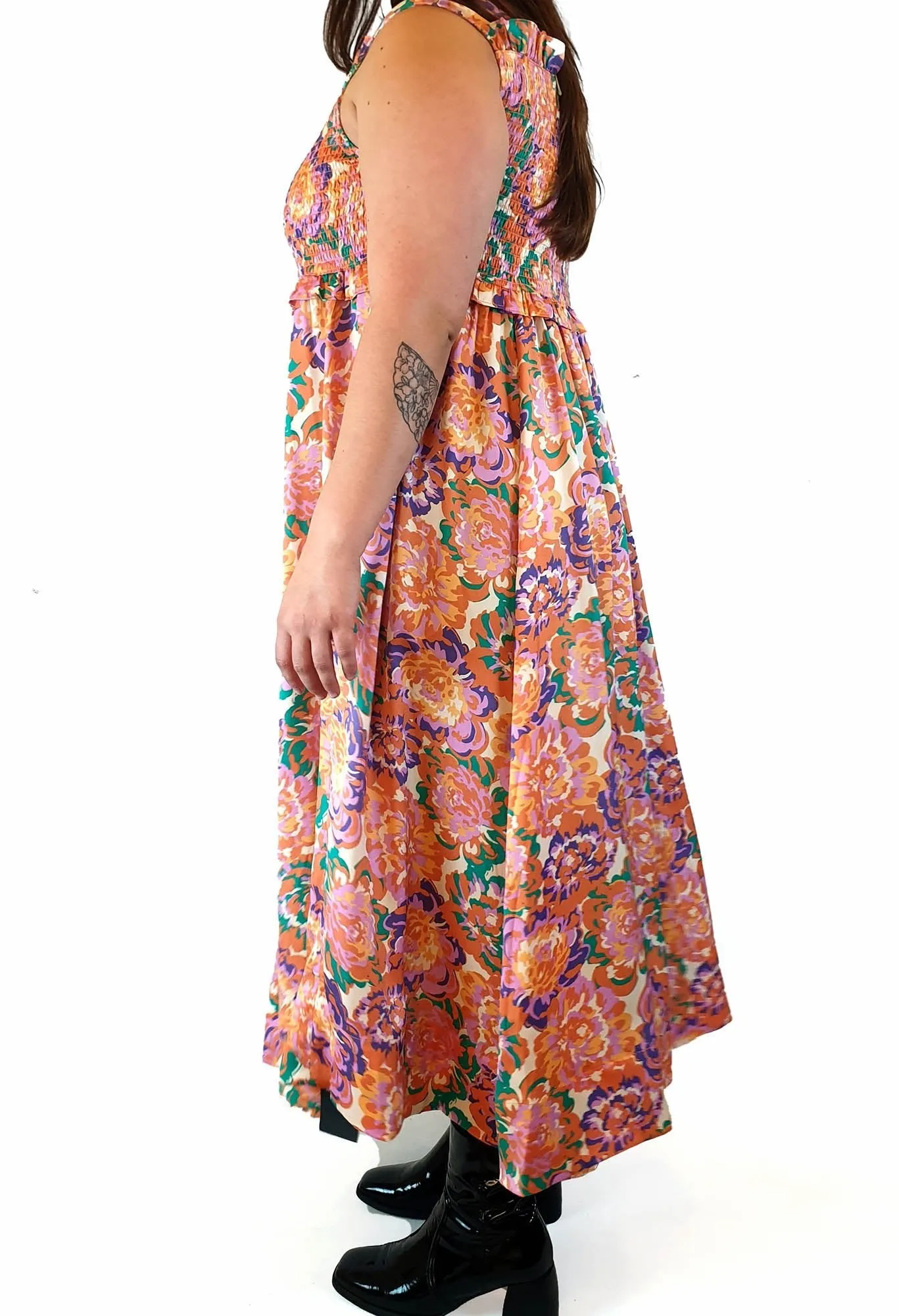 Bohemian Traders vibrant floral sleeveless dress size S (best fits size 14-16)
