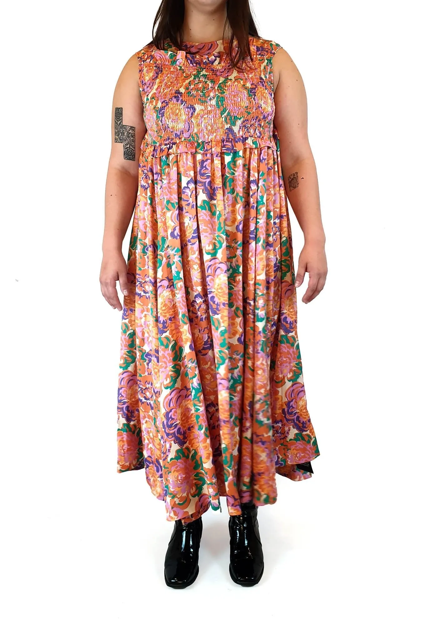 Bohemian Traders vibrant floral sleeveless dress size S (best fits size 14-16)