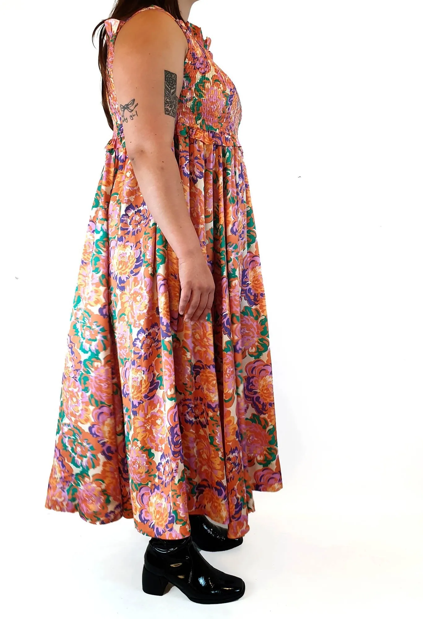 Bohemian Traders vibrant floral sleeveless dress size S (best fits size 14-16)