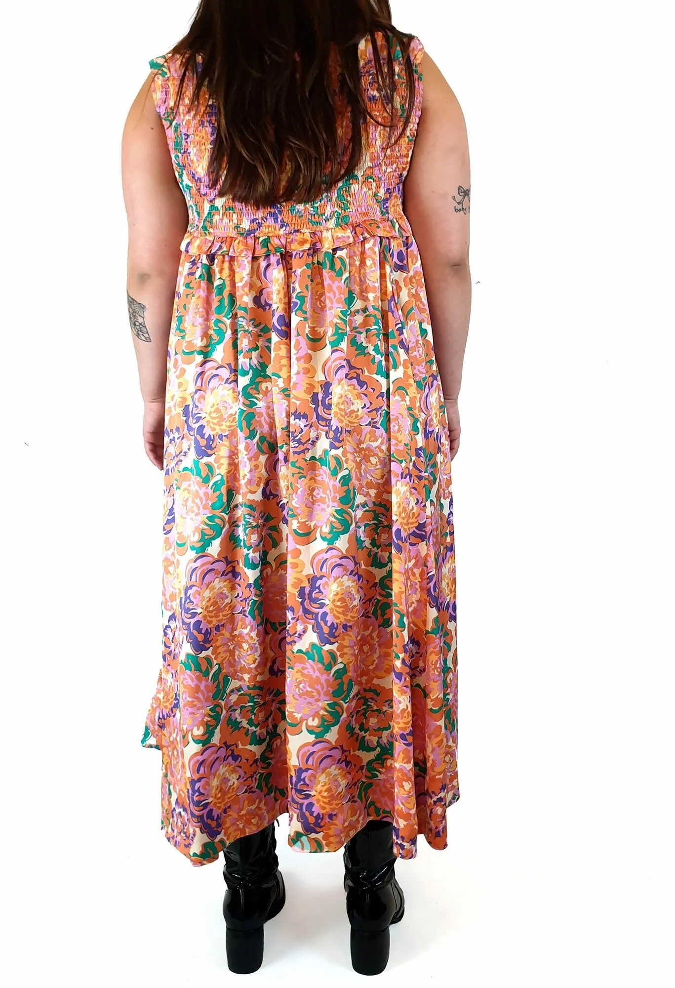 Bohemian Traders vibrant floral sleeveless dress size S (best fits size 14-16)
