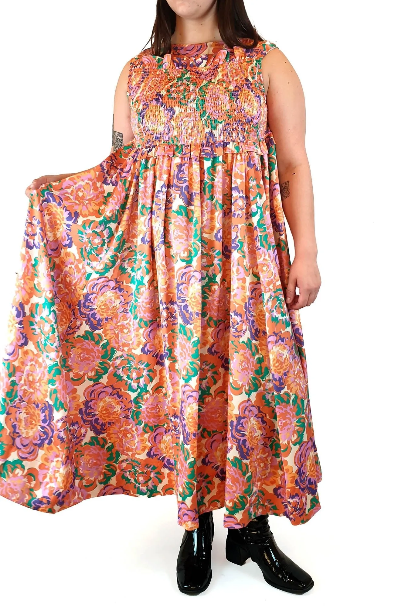 Bohemian Traders vibrant floral sleeveless dress size S (best fits size 14-16)
