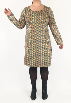 Boom Shankar colourful triangular print long sleeve dress size 16