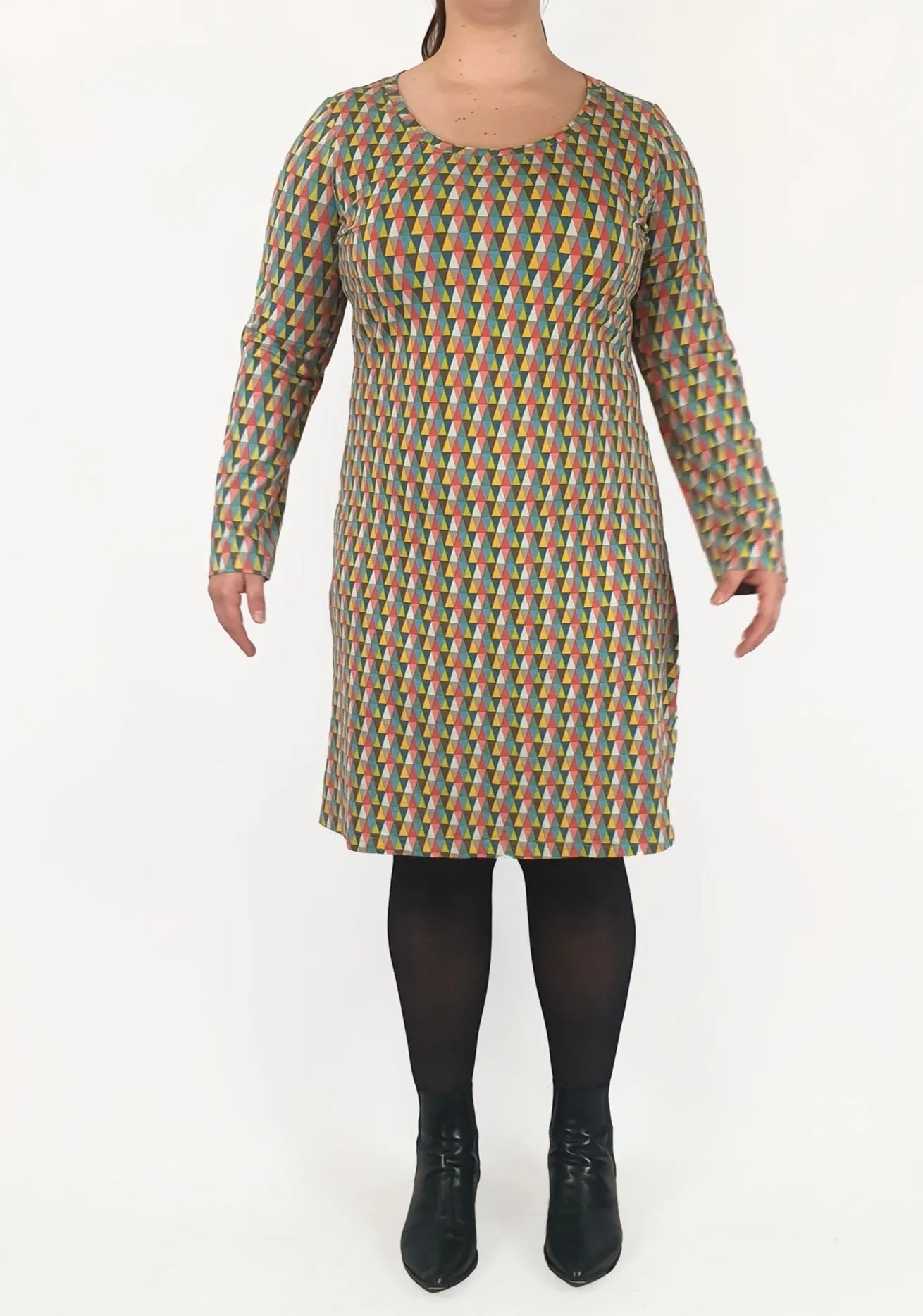 Boom Shankar colourful triangular print long sleeve dress size 16