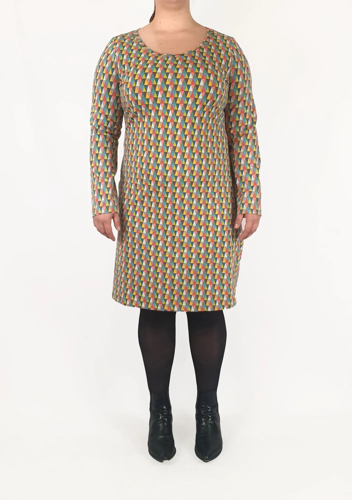 Boom Shankar colourful triangular print long sleeve dress size 16