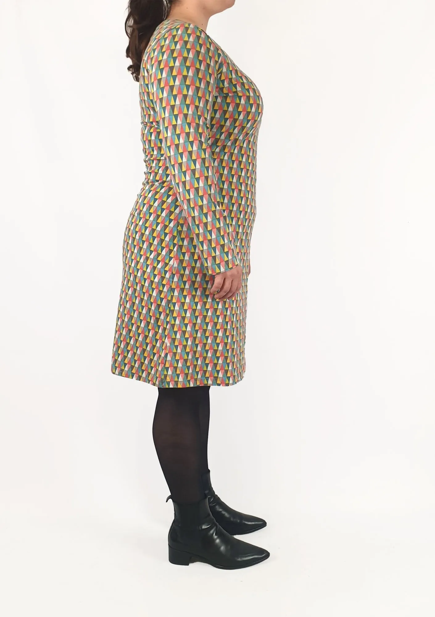 Boom Shankar colourful triangular print long sleeve dress size 16