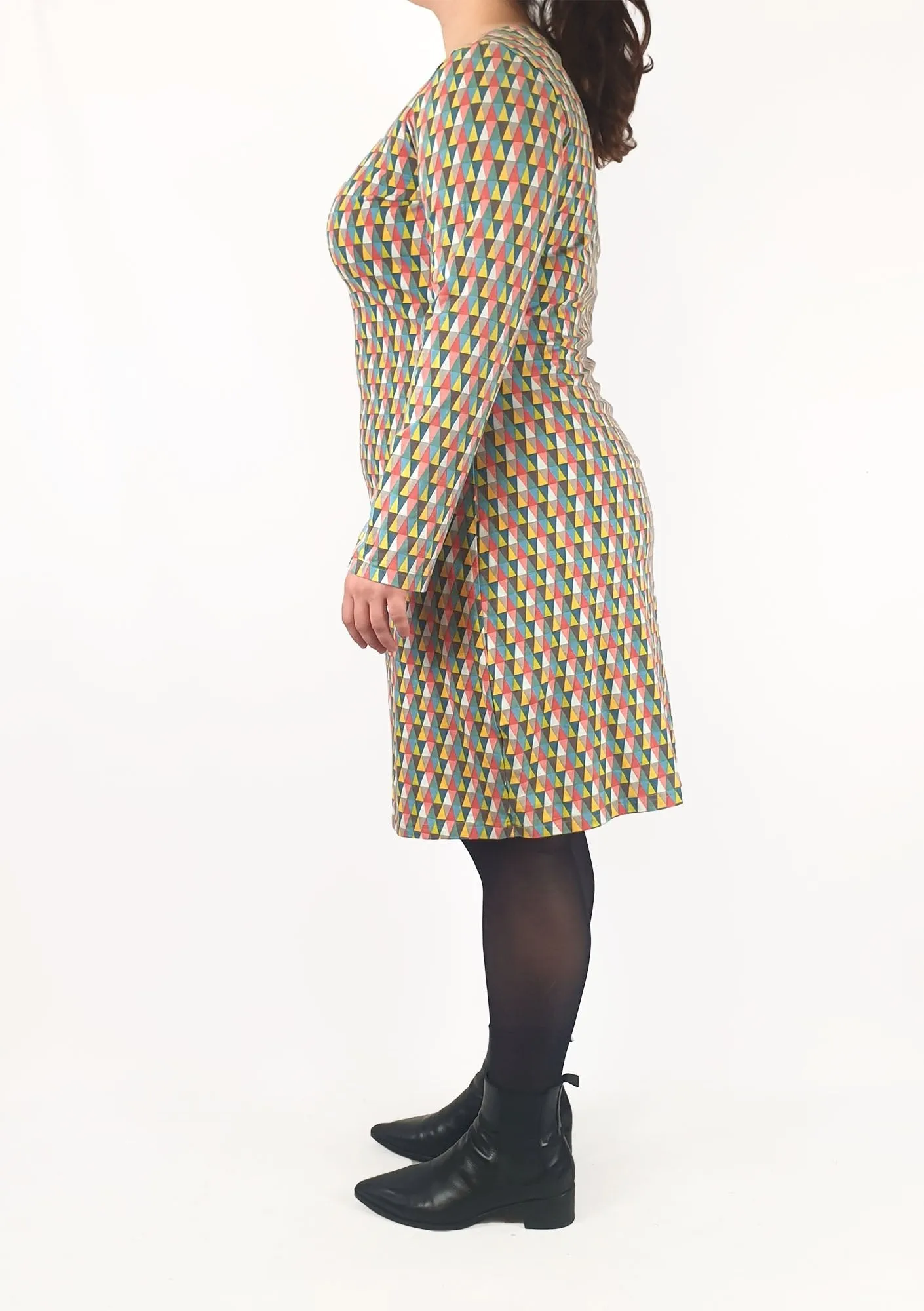 Boom Shankar colourful triangular print long sleeve dress size 16