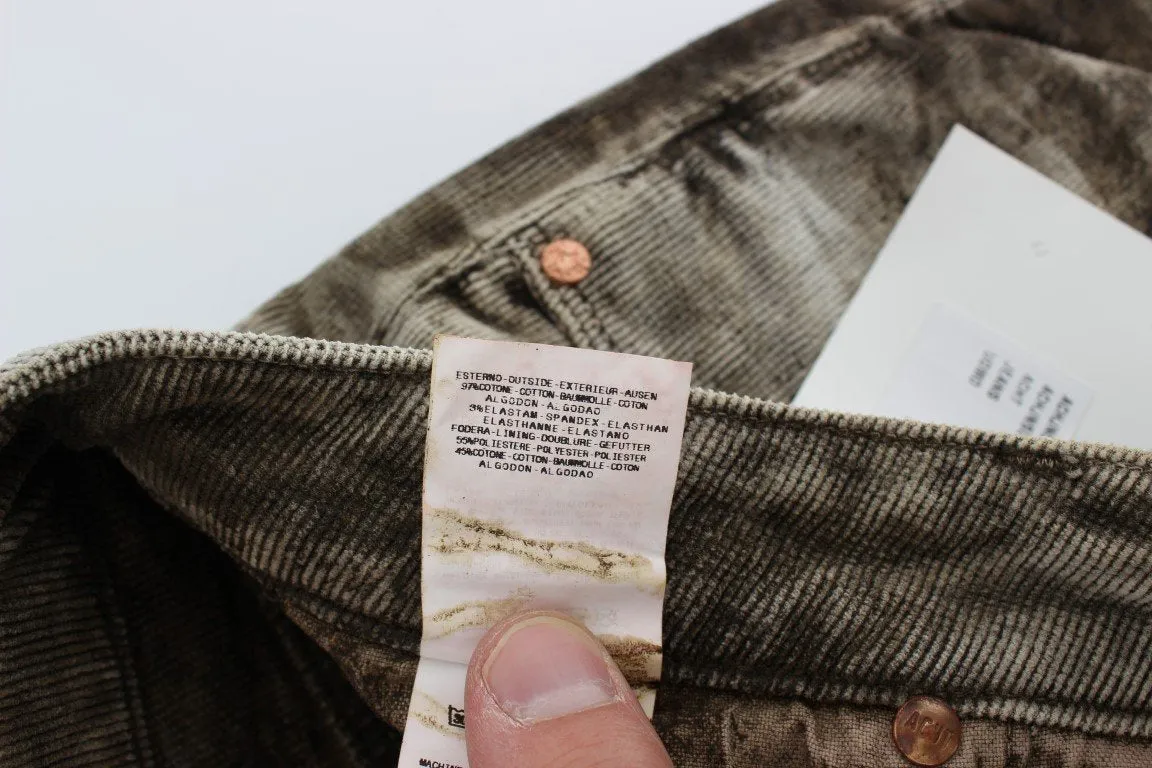 Brown Wash Cotton Stretch Slim Fit Jeans