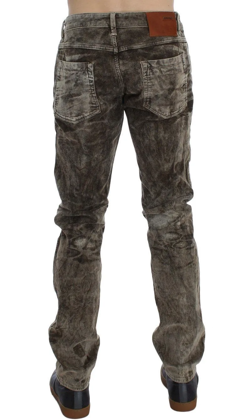 Brown Wash Cotton Stretch Slim Fit Jeans