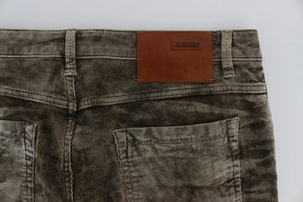 Brown Wash Cotton Stretch Slim Fit Jeans