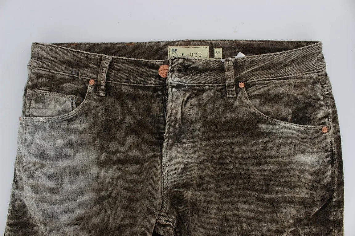Brown Wash Cotton Stretch Slim Fit Jeans