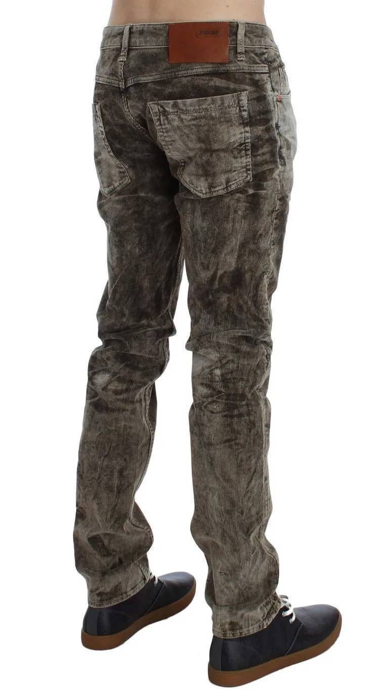 Brown Wash Cotton Stretch Slim Fit Jeans