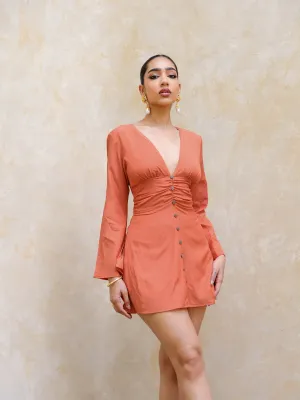 Button Down Bustier Detail Mini Dress