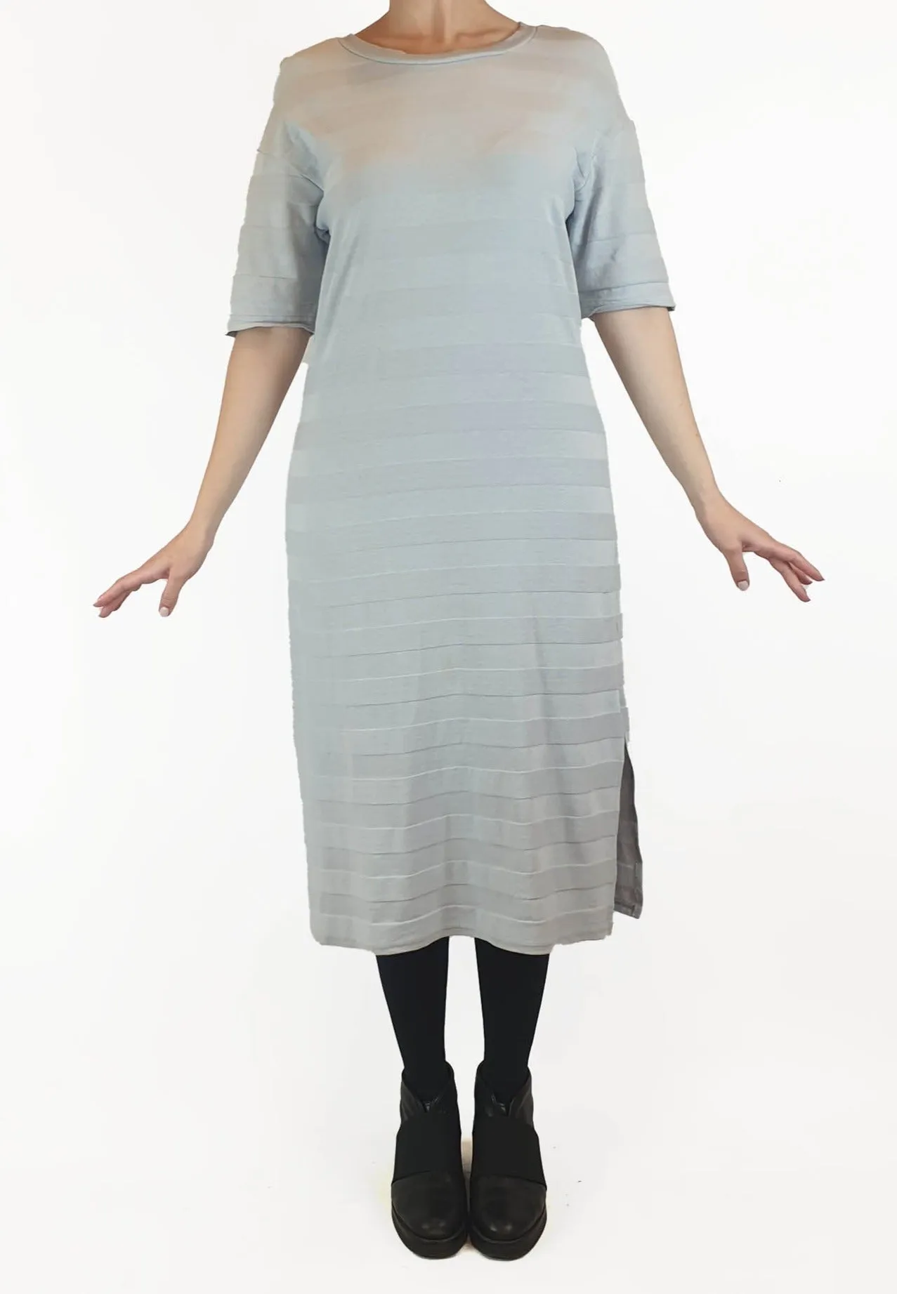 Callahan light grey 100% cotton knit maxi tee shirt dress size S (best fits size 10)
