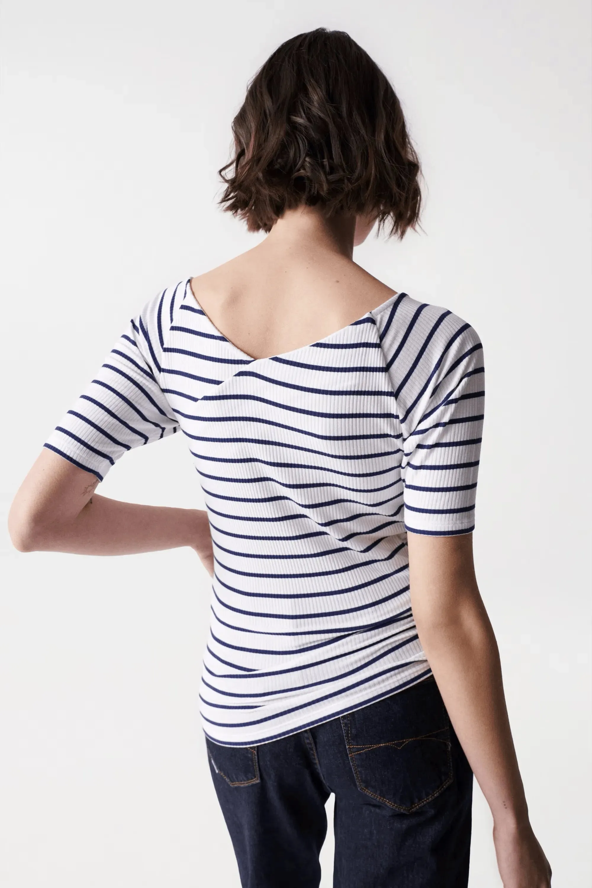 Camiseta Salsa Jeans de Punto con Escote Asimétrico