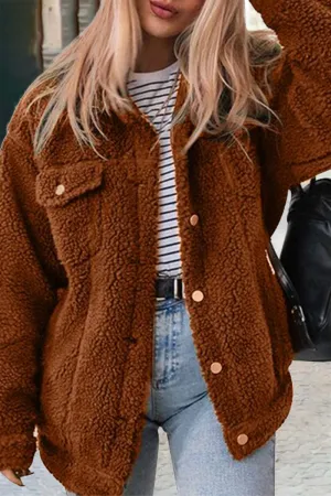Casual Solid Patchwork Turndown Collar Outerwear