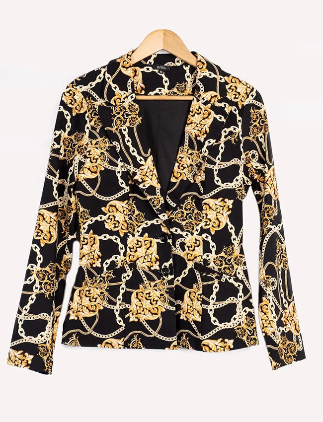 Chain Print Blazer Body Lined