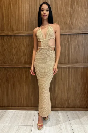 Chelsie Crochet Halter Dress