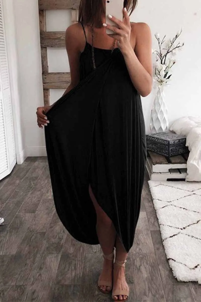 Chicindress Solid Color Knitted Loose And Irregular Maxi Dress(3 Colors)